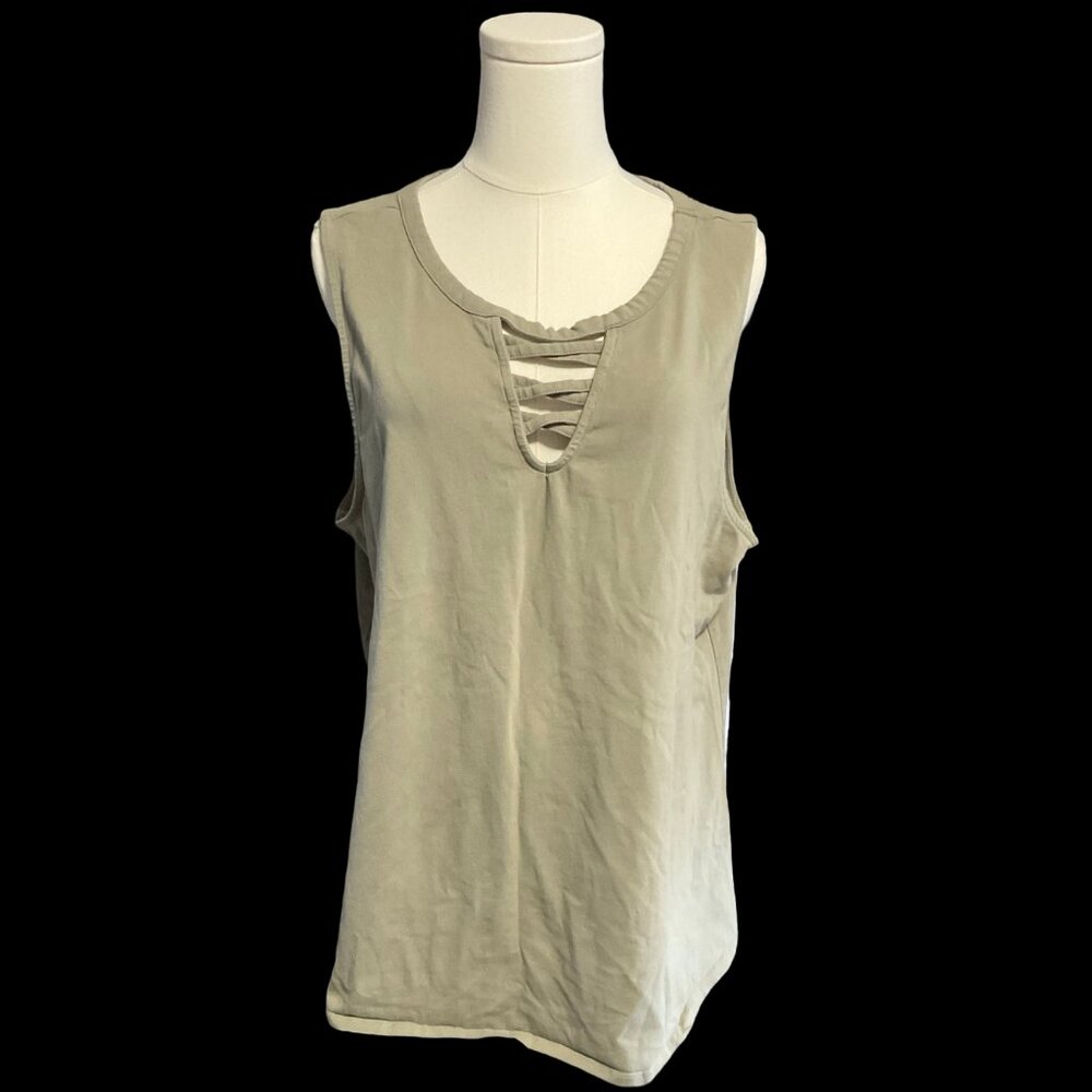 👗5/$25 - Khaki Green Tank Top w/ Criss Cross Neck Detail